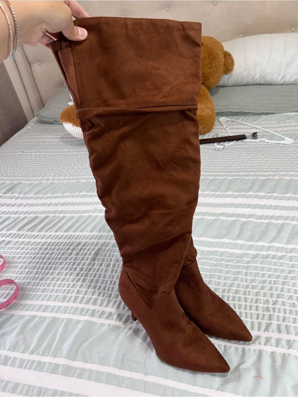 Jessica Simpson Womens Anitah Faux Suede Heels Over-The-Knee Boots size 8.5
